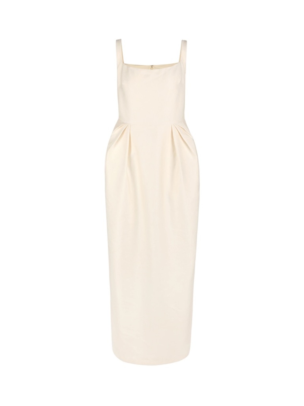 Sleeveless Cream Maxi Dress with Square Neck